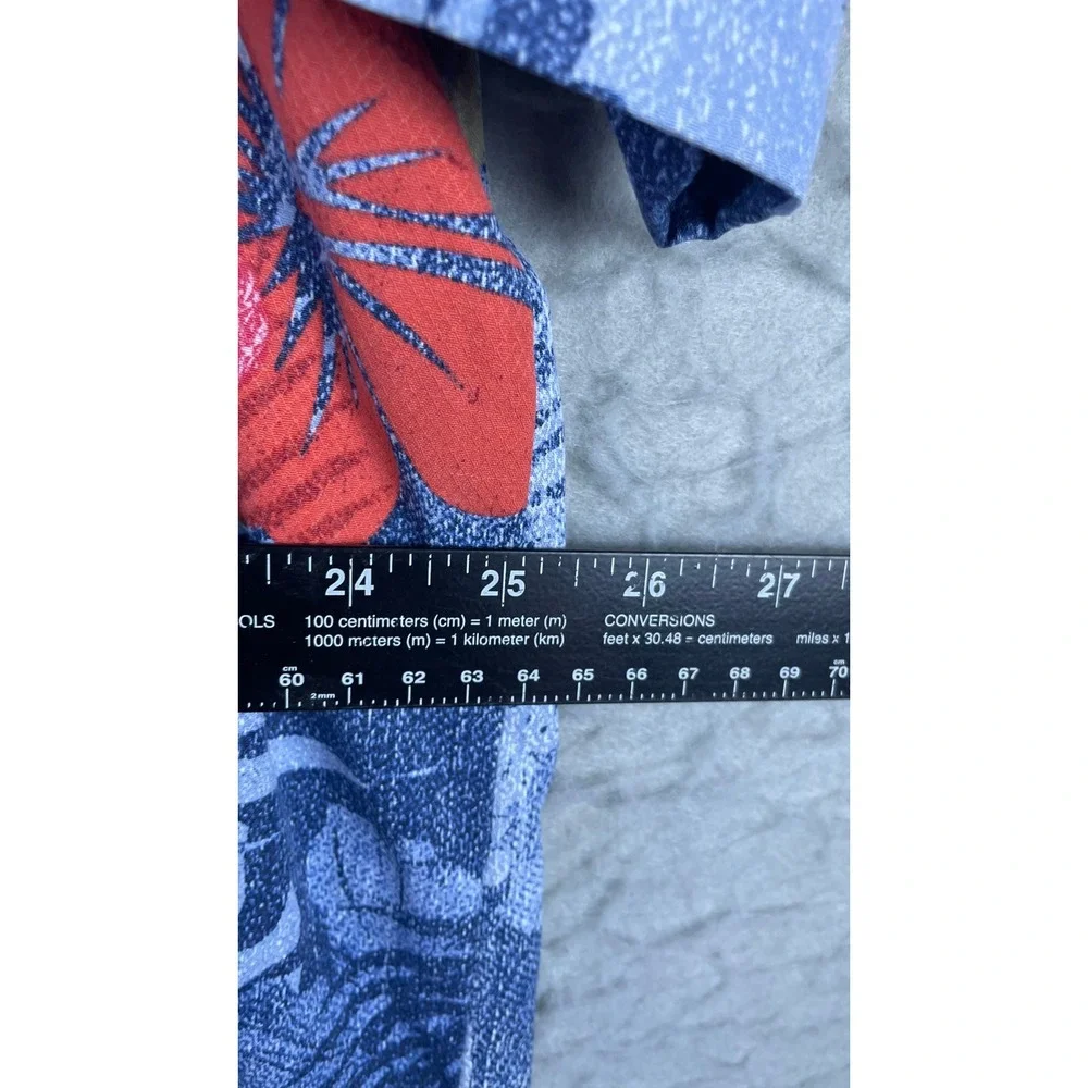 Tommy Bahama Button Down Shirt Mens 2XLT Blue Excellent Floral Hibiscus Tropical